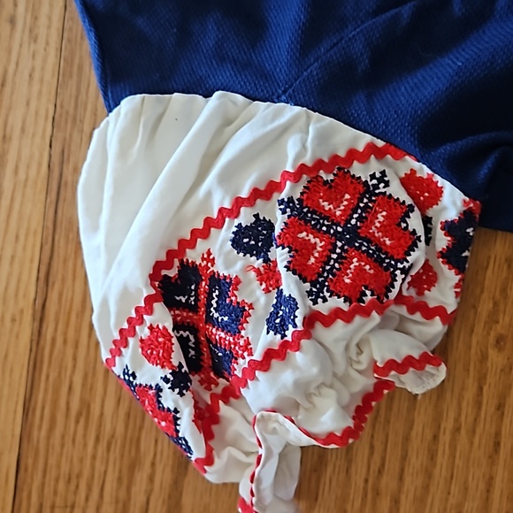 VINTAGE HONEYSUCKLE DRESS 6 GIRLS BLUE RED WHITE 1950s 60s 50s - Picture 2 of 9